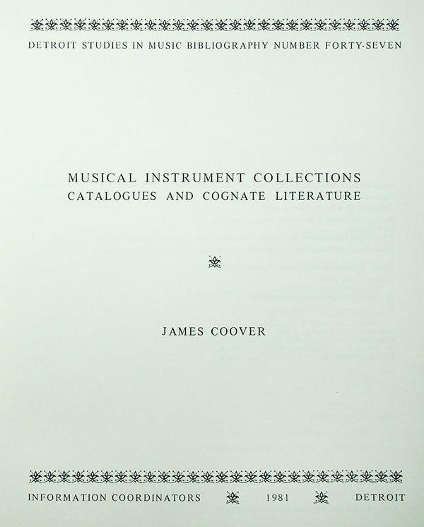 Musical Instrument Collections: Catalogues and Cognate Literature ...