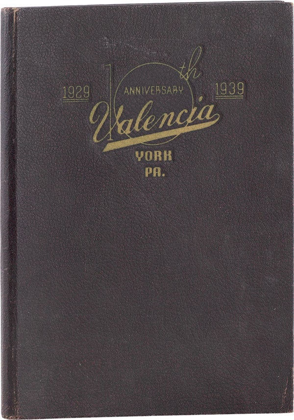 Item #61627] Valencia - York Pa. - 10th Anniversary 1929-1939. JAZZ HISTORY - PENNSYLVANIA, Sam...