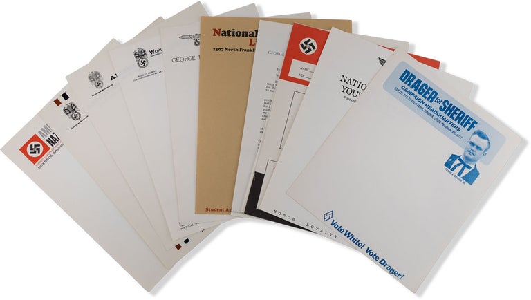 Item #63844] 11 Pieces of American Nazi Party Ephemera; Letterheads, and a Lincoln Rockwell...