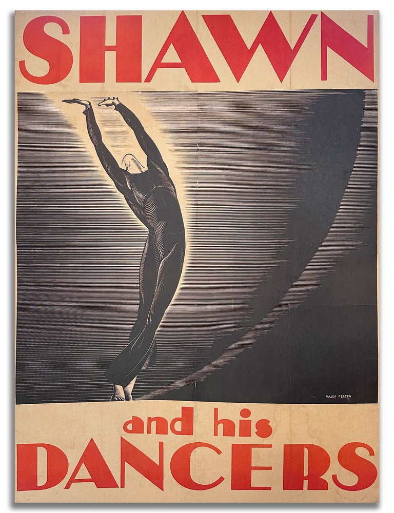 Original Lithographed Performance Poster for [Ted] Shawn and His Dancers, c.1930s. MODERN DANCE - TED SHAWN, Major FELTEN.