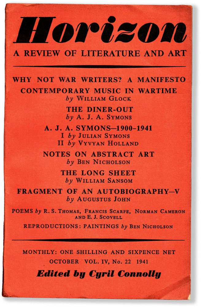 Item #65633] "Notes on Abstract Art" [in] HORIZON, A Review of Literature and Art. Vol. IV, No....