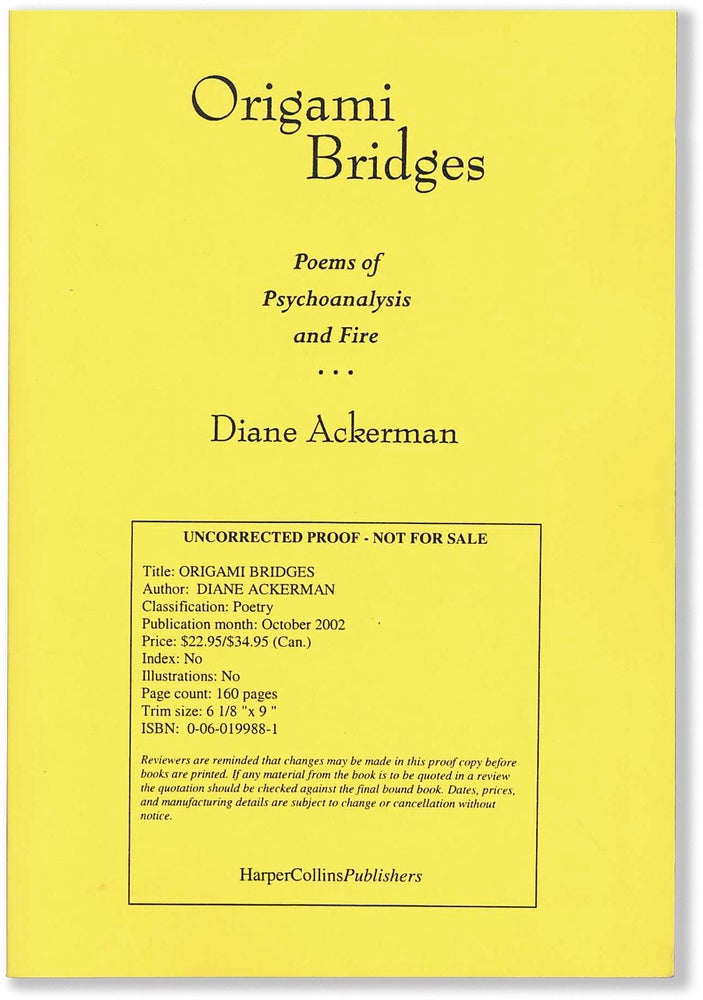 Item #70744] ORIGAMI BRIDGES. Diane Ackerman