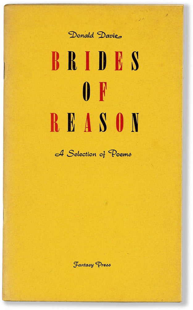 Item #80955] Brides of Reason. Donald DAVIE