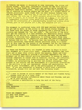 Flyer: Demand an End to Political Attacks on teh Movement! Defend the Black Panther Party! Free Huey! Free the New York Panthers!