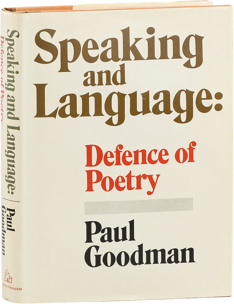 Item #83815] Speaking and Languages: Defence of Poetry. Paul GOODMAN, Andrew Roberts, novel, design