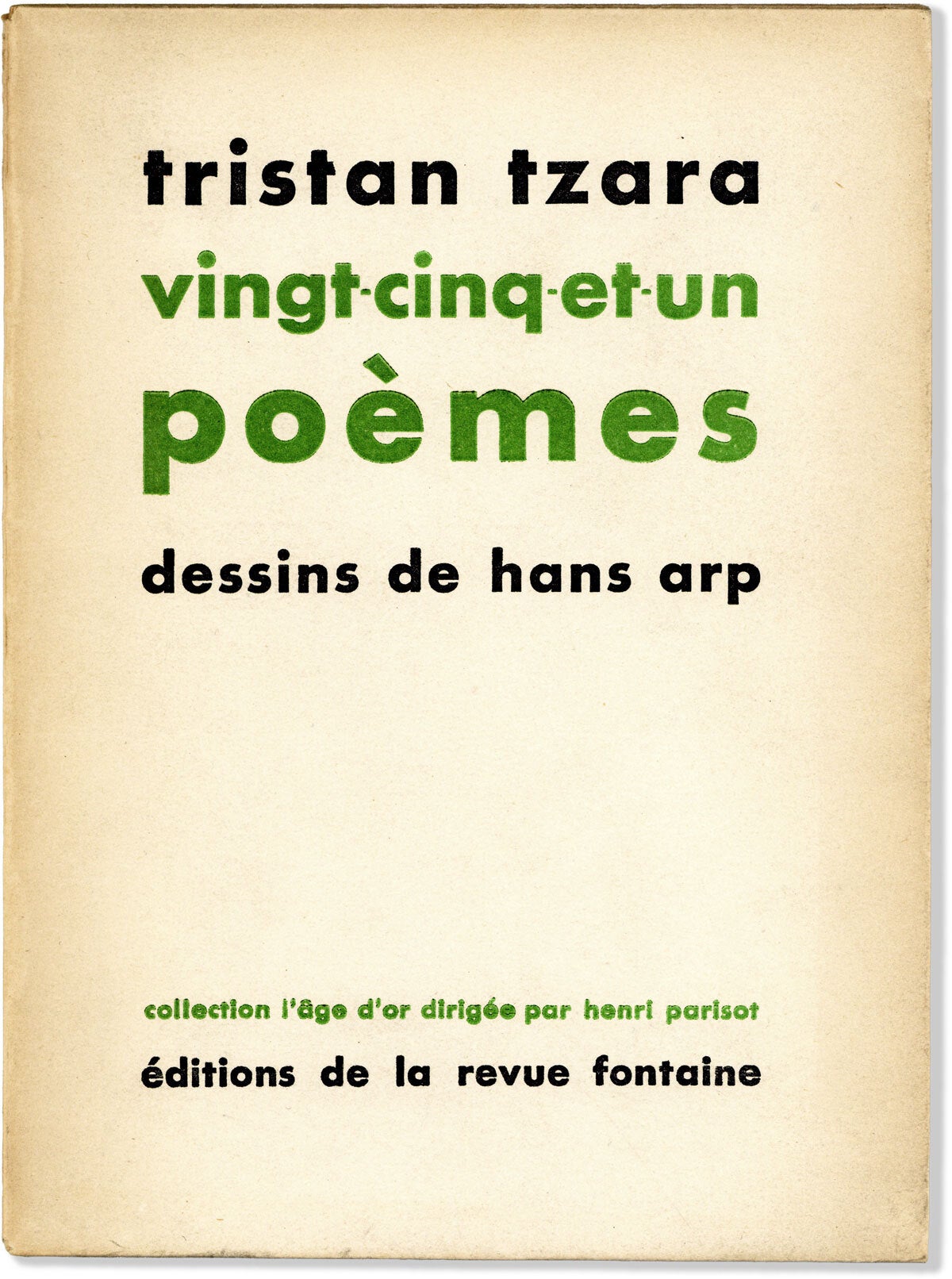 [Item #85524] Vingt-cinq-et-un po&egrave;mes. Dessins de Hans Arp. DADA, Tristan TZARA, Hans Arp.