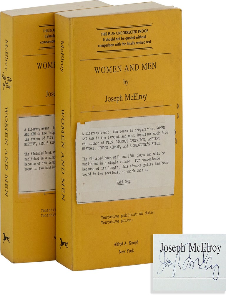Women and Men: A Novel [Uncorrected Proof Copy, Signed. Joseph MCELROY.