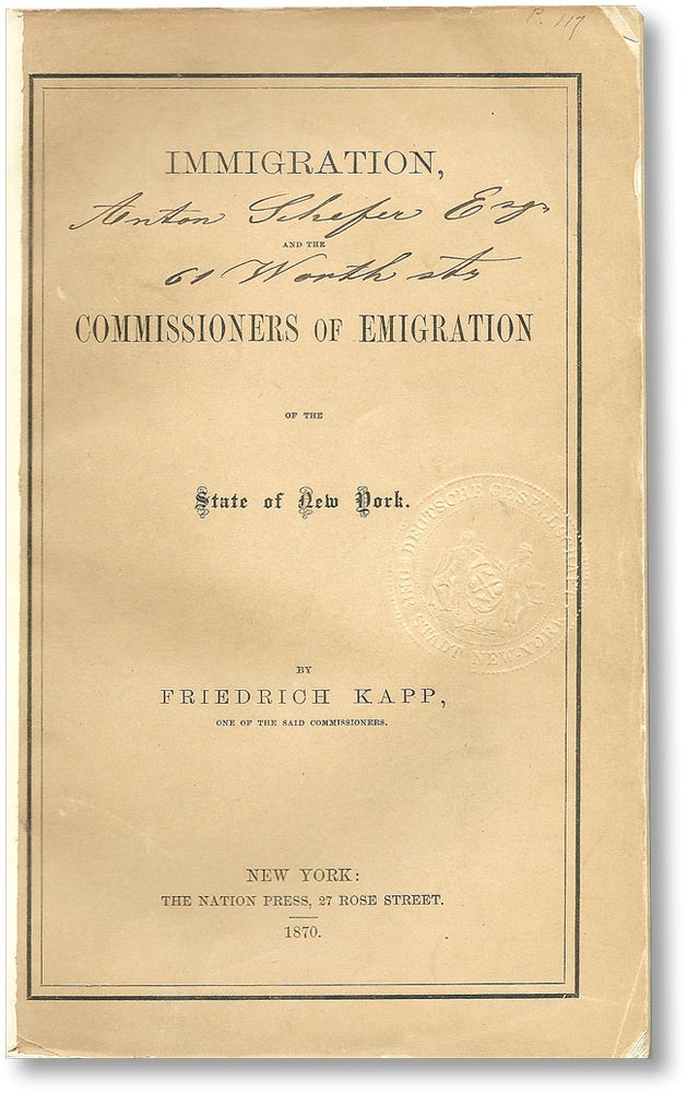 Item #8594] Immigration, and the Commissioners of Emigration of the State of New York....
