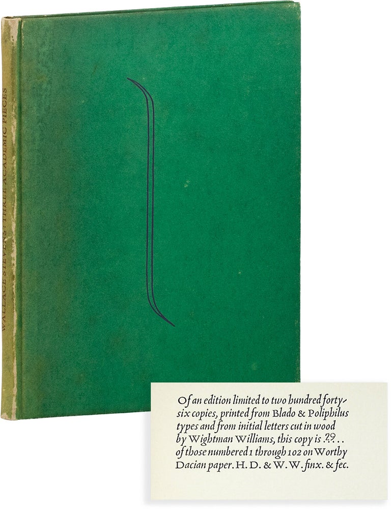 THREE ACADEMIC PIECES. Wallace Stevens.