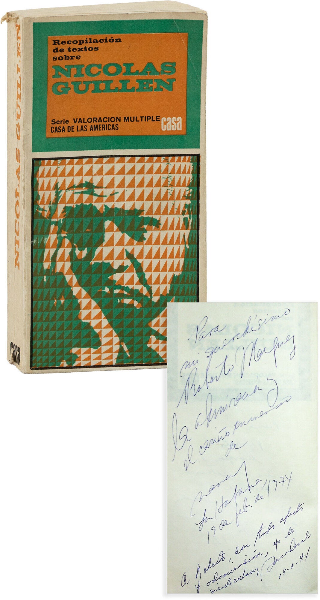 [Item #88452] Recopilaci&oacute;n de textos sobre Nicolas Guillen [Inscribed to Roberto M&aacute;rquez]. POETRY, Nicolas GUILL&Eacute;N, Nancy Morej&oacute;n, CUBA.