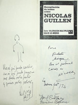 Recopilaci&oacute;n de textos sobre Nicolas Guillen [Inscribed to Roberto M&aacute;rquez]