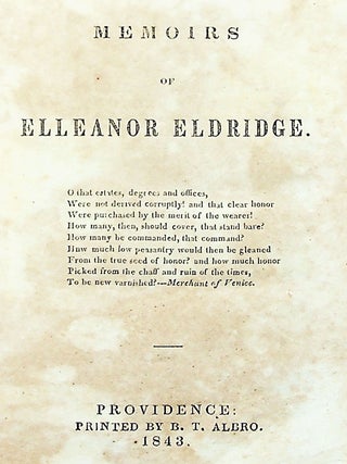 Memoirs of Elleanor Eldridge
