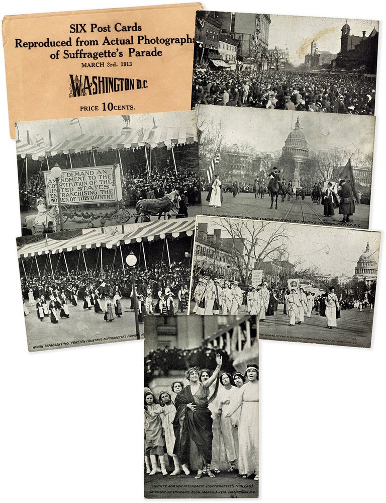 Six Original Postcard Views of the Washington, D.C. Suffragette's Parade, March 3rd, 1913. SUFFRAGE, WOMEN'S HISTORY, LITERATURE.
