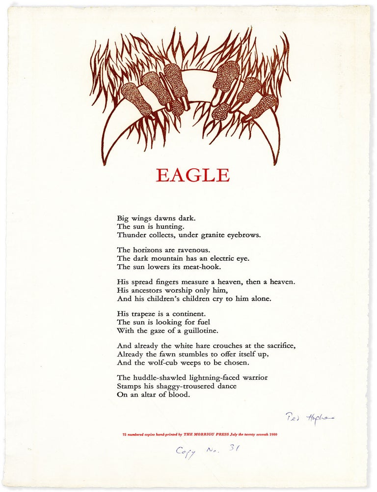 Broadside: Eagle [Signed. Ted HUGHES.