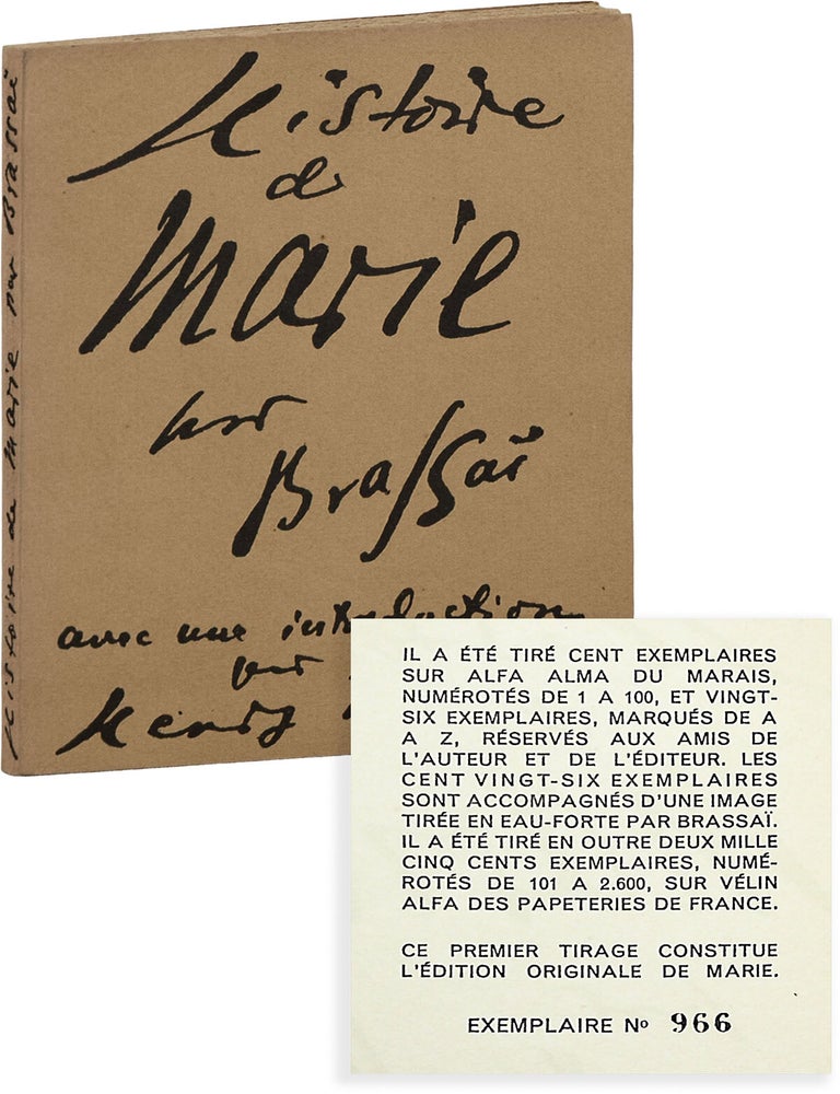 Histoire de Marie. BRASSA&Iuml;, foreword Henry Miller, pseud Gyula Hal&aacute;sz.