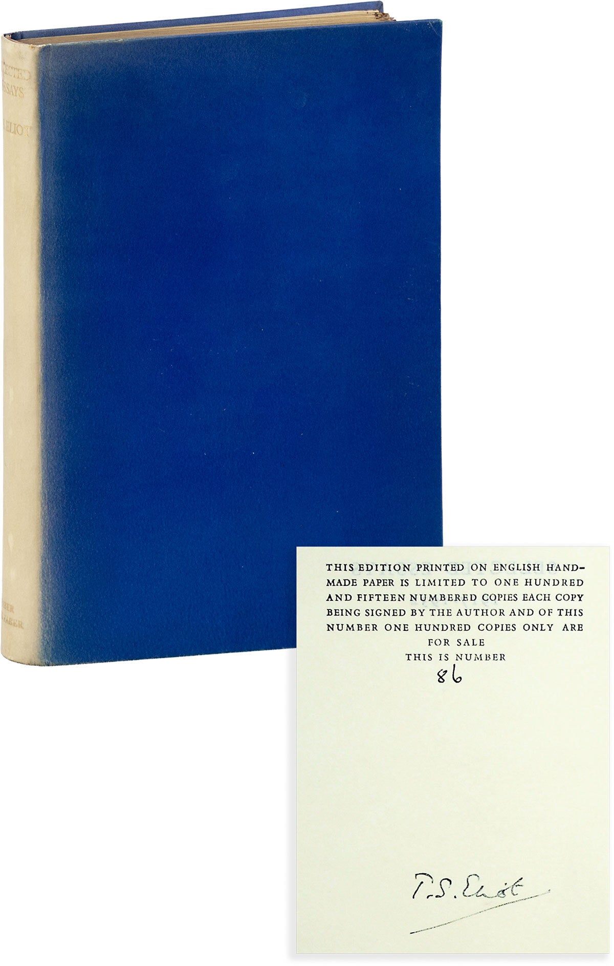 [Item #89967] Selected Essays 1917-1932 [Signed, Limited Edition]. T. S ELIOT, Thomas Stearns.