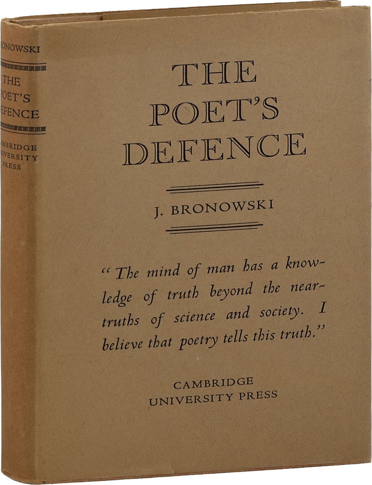 Item #90026] The Poet's Defence. J. BRONOWSKI, Jacob