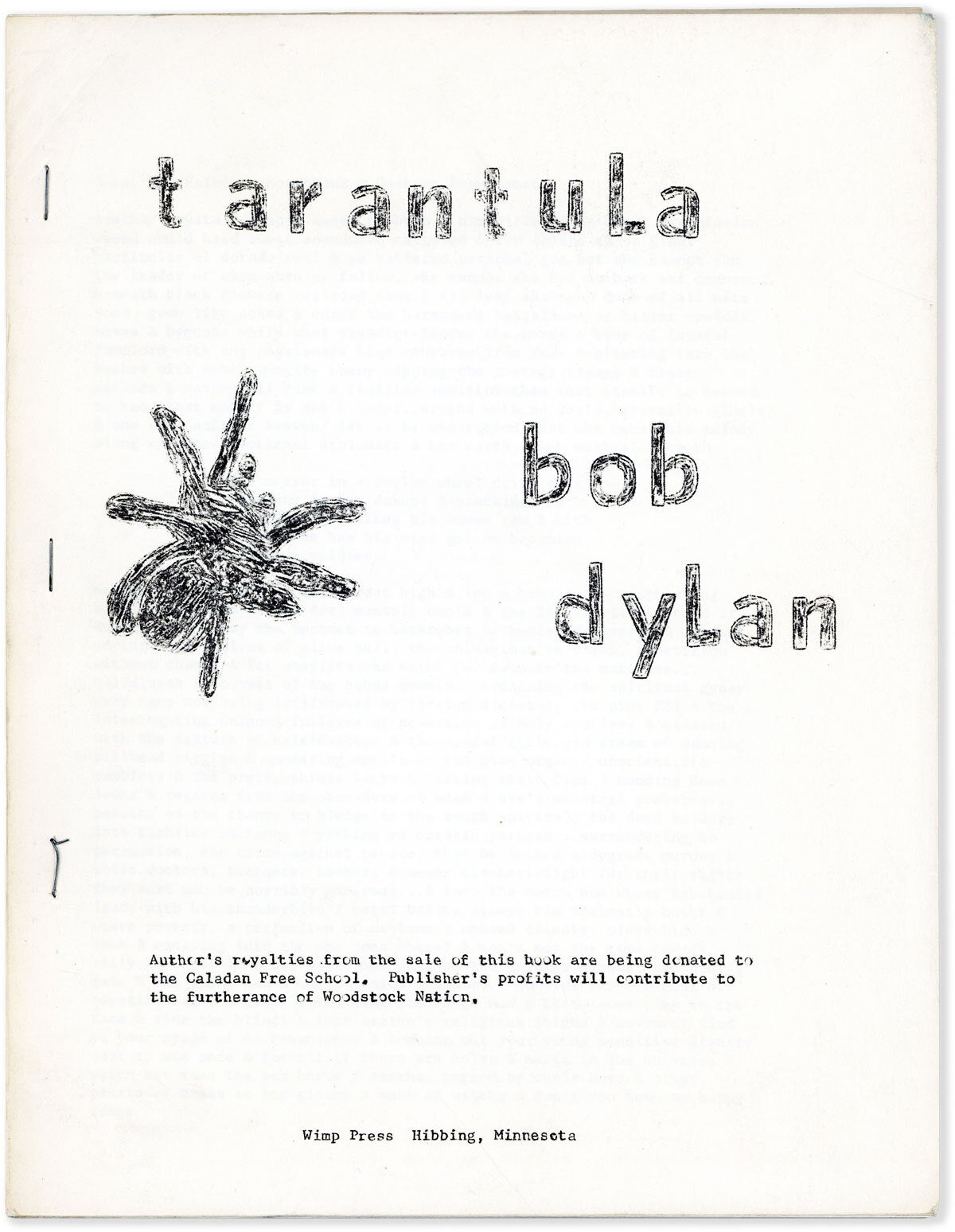 [Item #90128] Tarantula. Bob DYLAN.