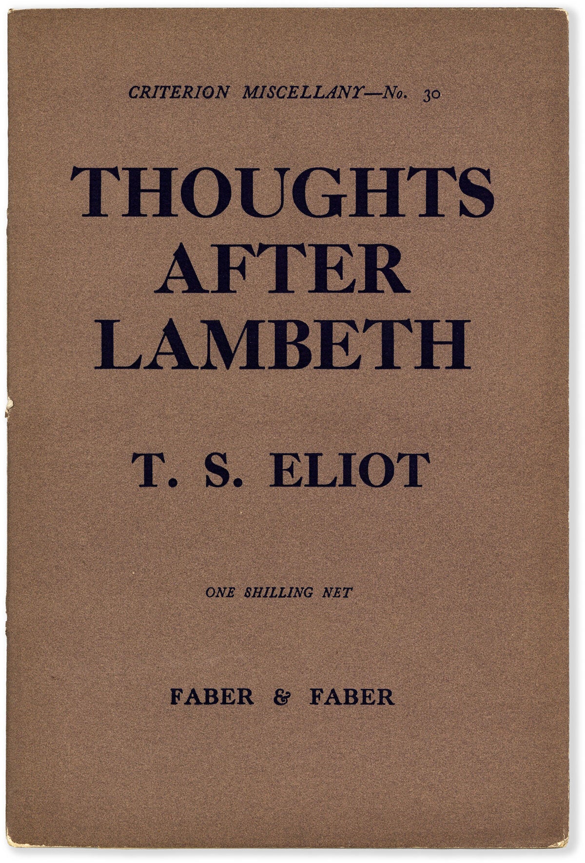 [Item #90354] Thoughts After Lambeth. T. S ELIOT.